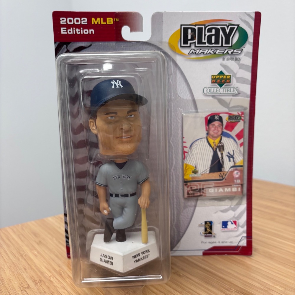 Upper Deck PlayMakers Jason Giambi Bobblehead Fan Grey 2002 MLB Yankees